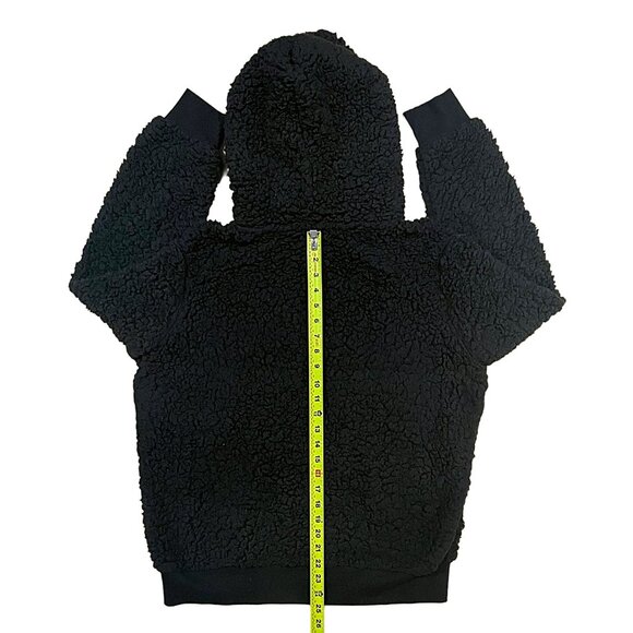 Black Sherpa Fleece Zip Hoodie Jacket — Soft Faux Fur, Women’s Size XL - Picture 7 of 7